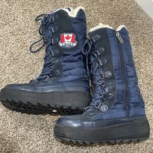 Pajar Women's Greenville Hi Winter Snow Boots Black and Navy Blue Size 36/5-5.5